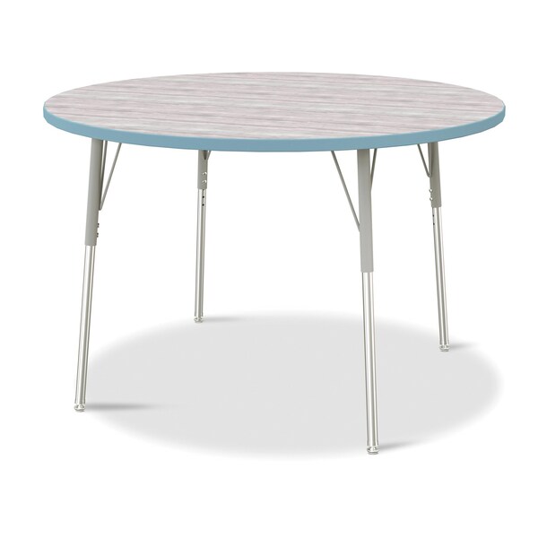 Jonti-Craft Berries Round Activity Table, 48 in. Diameter, A-height, Driftwood Gray/Coastal Blue/Gray 6433JCA452 - main